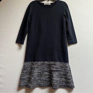 D. Exterior sweater 3/4 sleeve drop waist Women's Dress XS